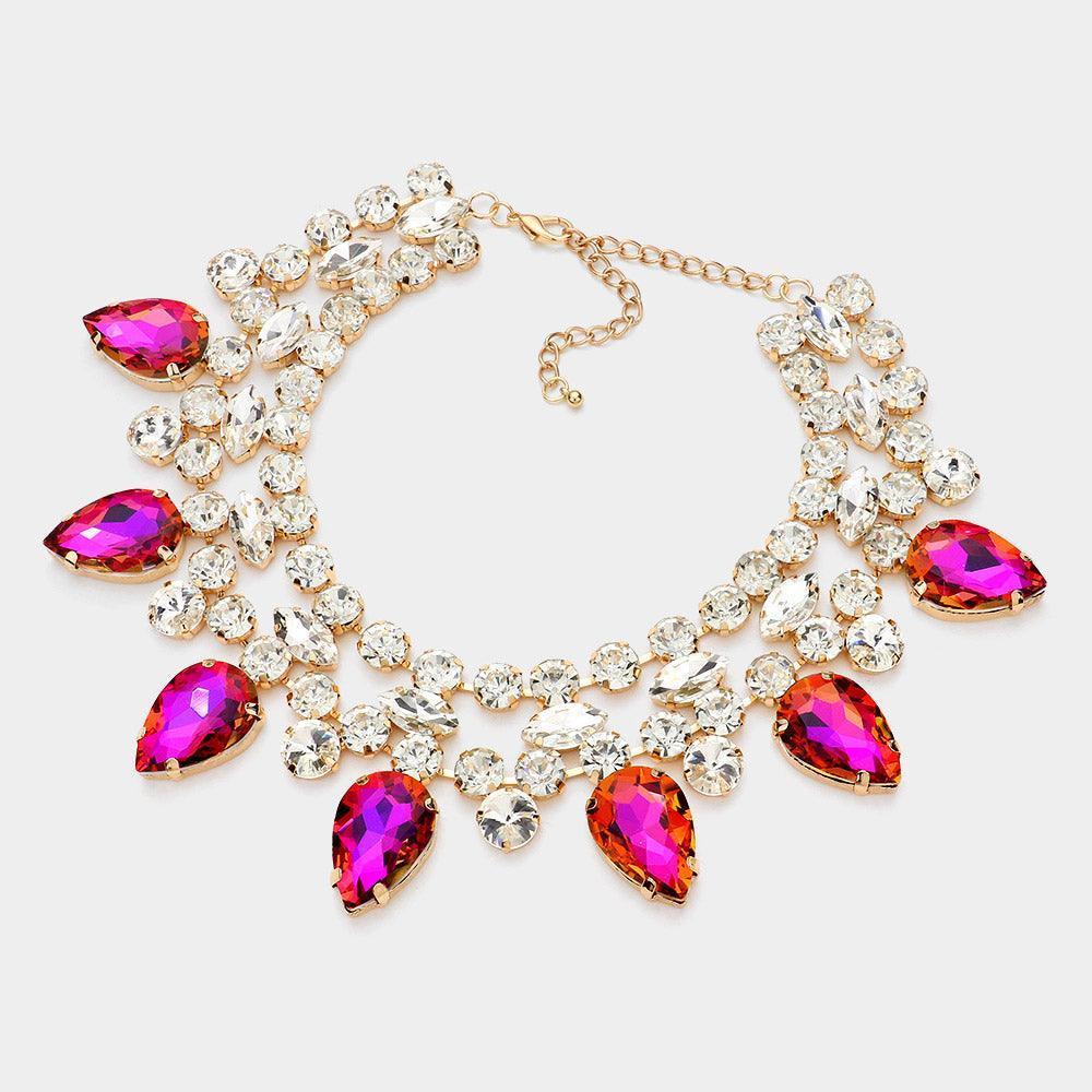 Purple Teardrop Stone Cluster Pointed Evening Choker Necklace - Jewelry Store by Erik Rayo