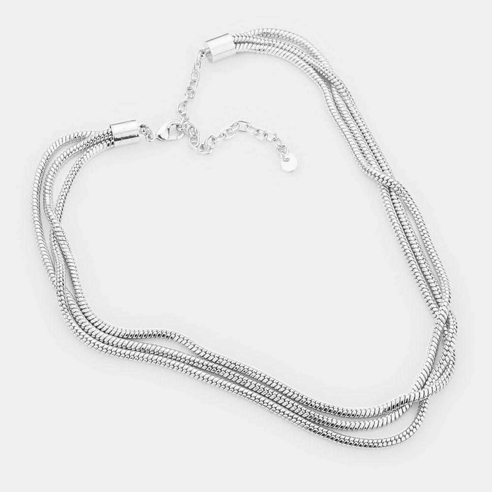 Triple Layered Brass Metal Chain Choker Necklace - Jewelry Store by Erik Rayo