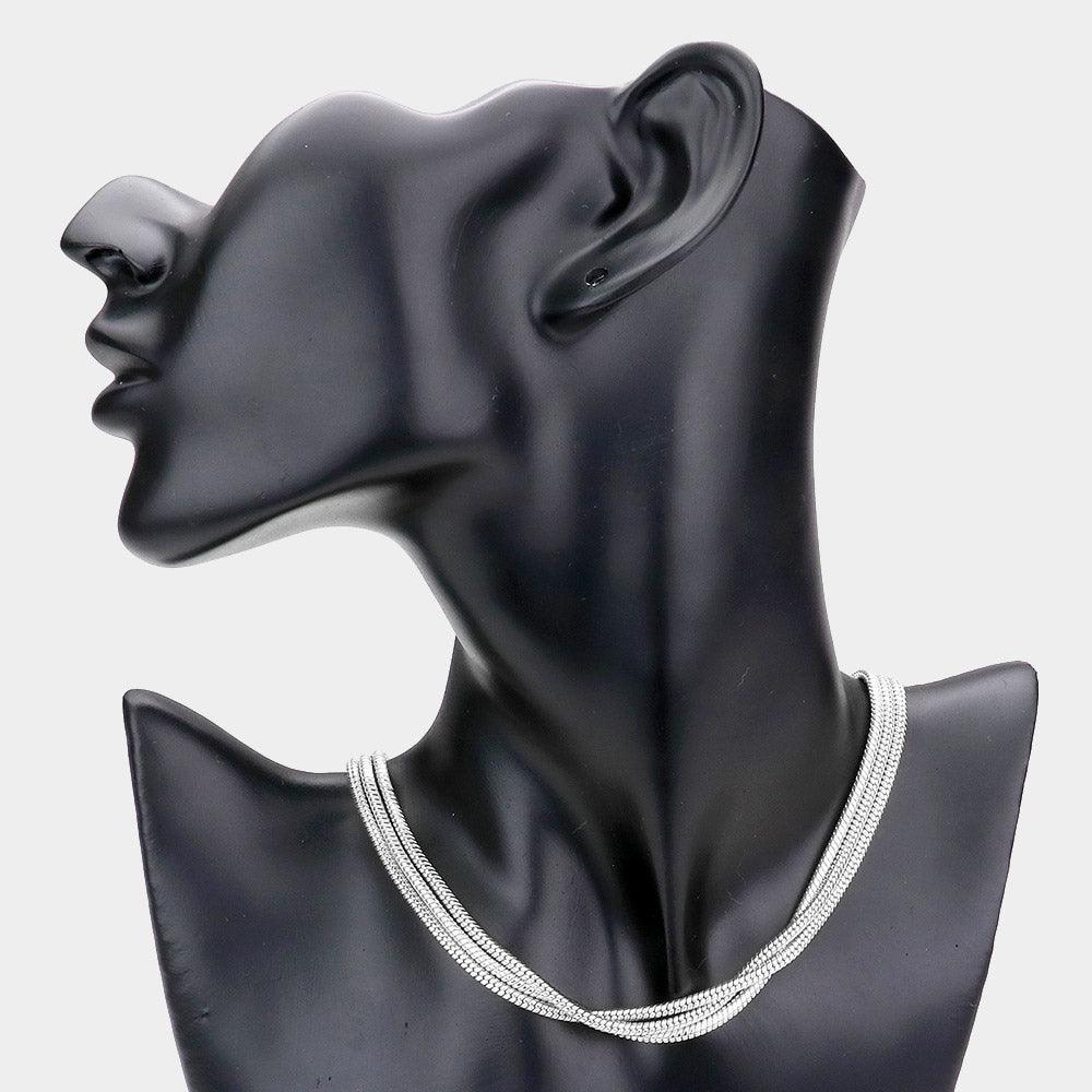 Triple Layered Brass Metal Chain Choker Necklace - Jewelry Store by Erik Rayo