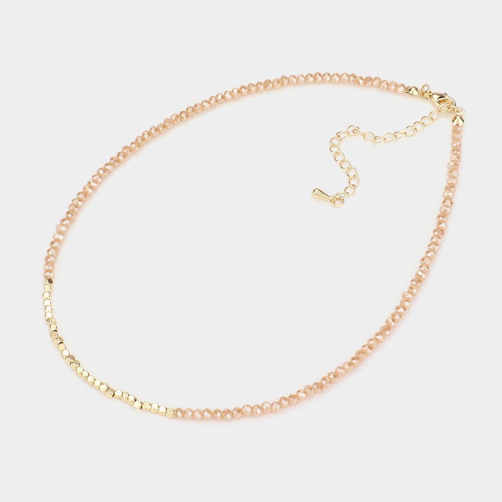 Metal Cube Accented Faceted Beaded Choker Necklace - Jewelry Store by Erik Rayo