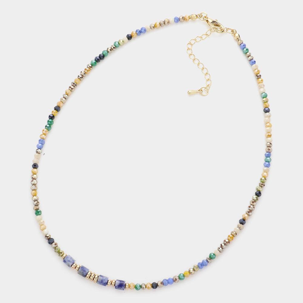 Natural Stone Pointed Faceted Beaded Choker Necklace - Jewelry Store by Erik Rayo