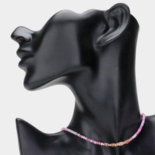 Load image into Gallery viewer, Pink Natural Stone Pointed Faceted Beaded Choker Necklace
