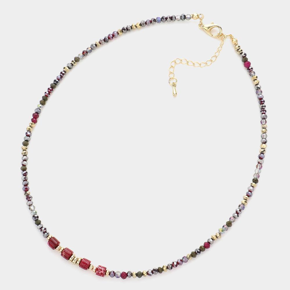Natural Stone Pointed Faceted Beaded Choker Necklace - Jewelry Store by Erik Rayo