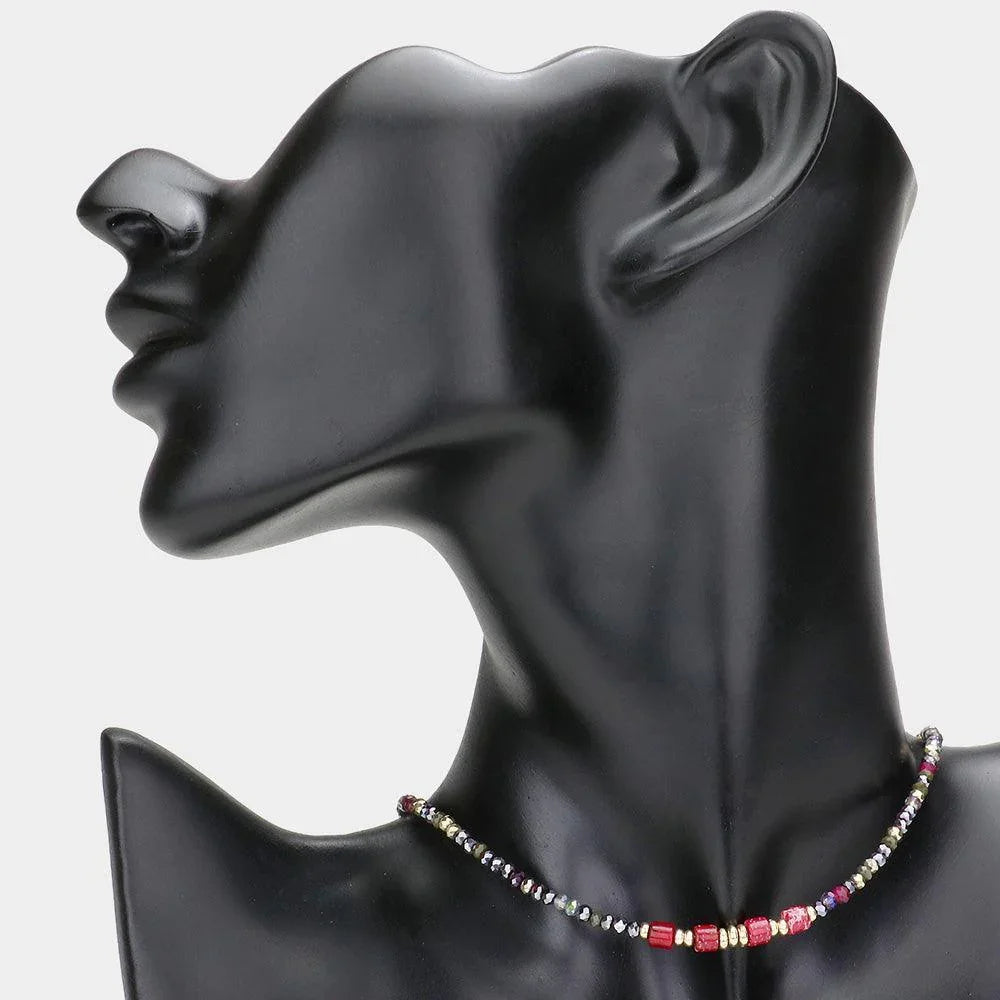 Natural Stone Pointed Faceted Beaded Choker Necklace - Jewelry Store by Erik Rayo