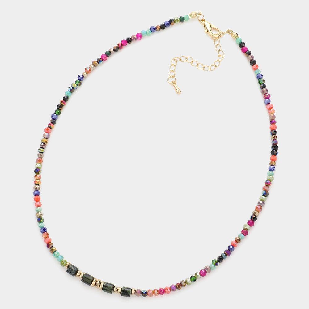 Natural Stone Pointed Faceted Beaded Choker Necklace - Jewelry Store by Erik Rayo