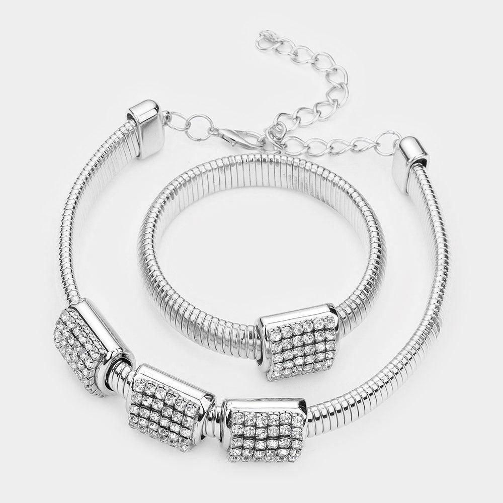 Chunky Stone Embellished Choker Necklace / Bracelet Set - Jewelry Store by Erik Rayo