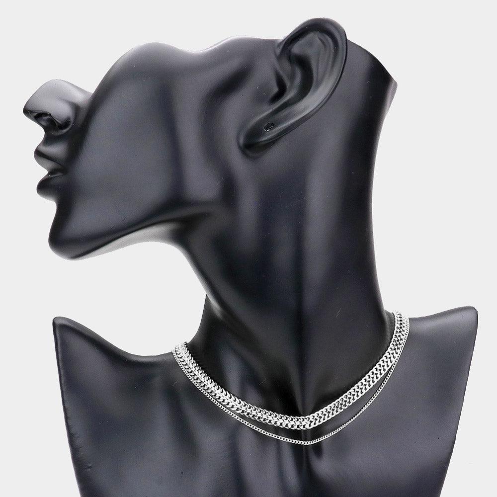 Double Layered Metal Chain Choker Necklace - Jewelry Store by Erik Rayo