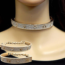 Load image into Gallery viewer, Gold Rhinestone Embellished Roman Numerals Choker Necklace
