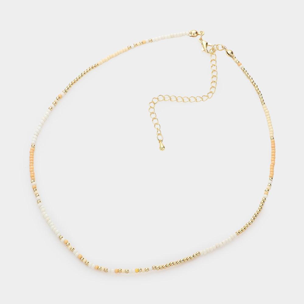 Ivory Seed Beaded Choker Necklace - Jewelry Store by Erik Rayo