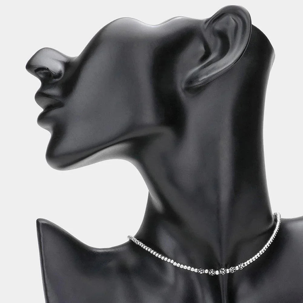 Quintuple Shamballa Ball Accented Beaded Choker Necklace - Jewelry Store by Erik Rayo