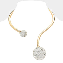 Load image into Gallery viewer, Gold Rhinestone Embellished Ball Accented Choker Necklace
