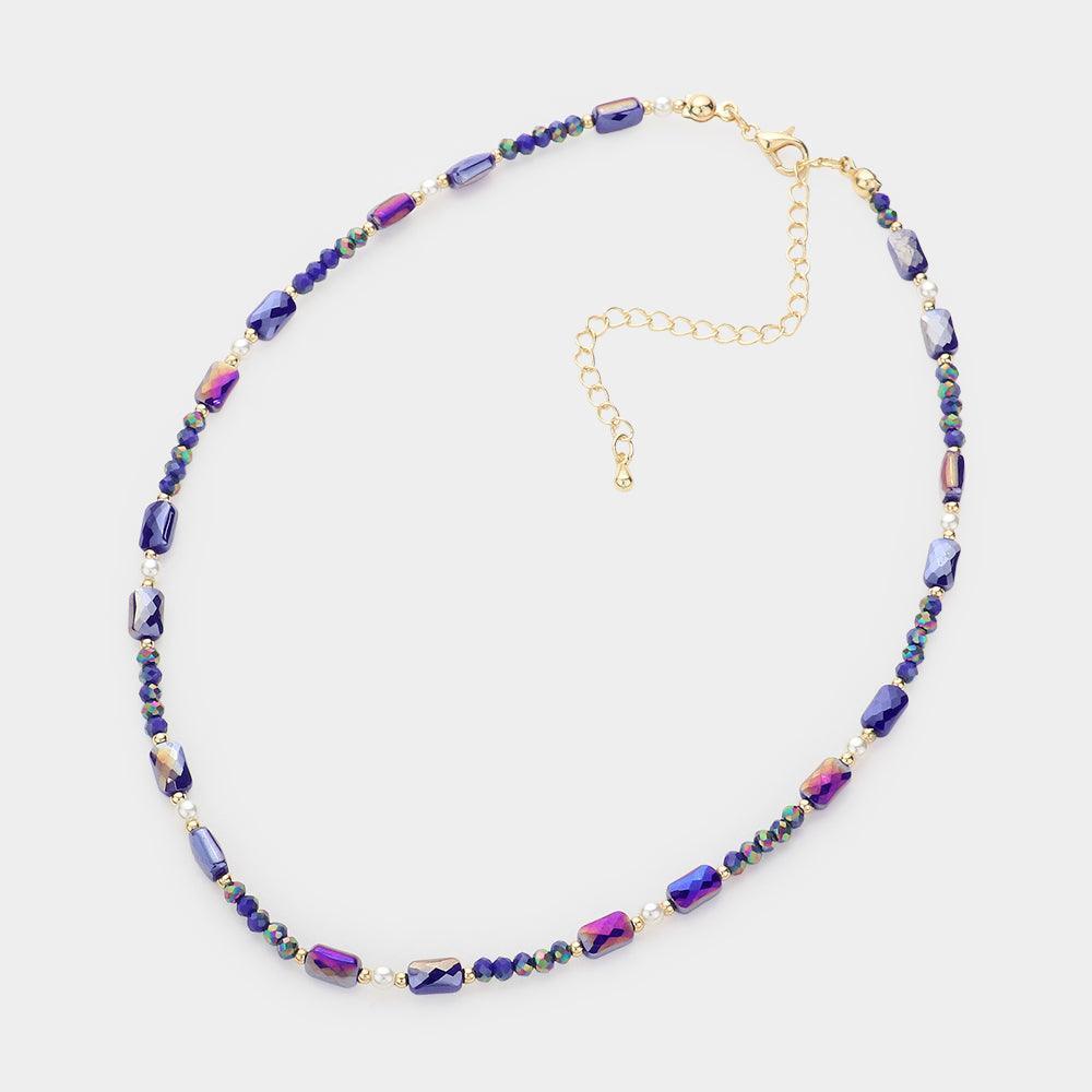 Blue Pearl Accented Faceted Beaded Choker Necklace - Jewelry Store by Erik Rayo
