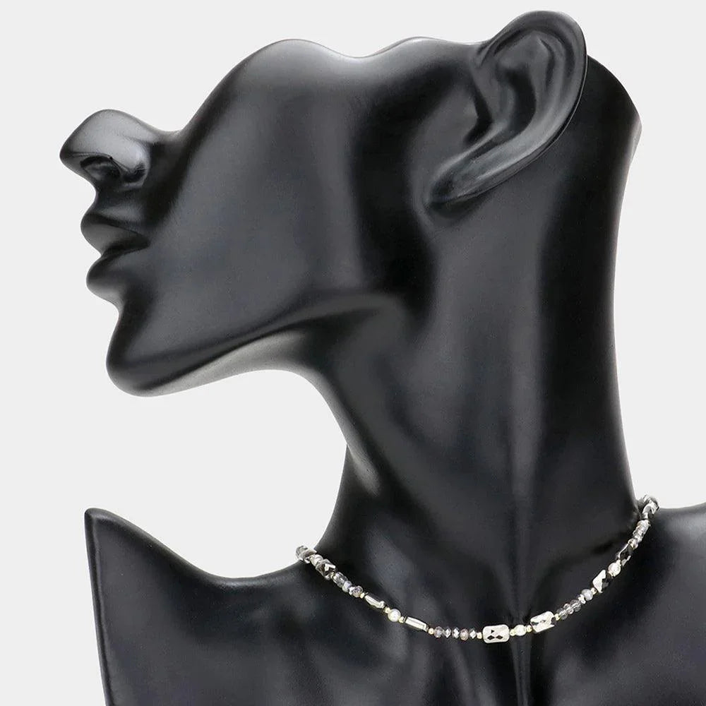 Pearl Accented Faceted Beaded Choker Necklace - Jewelry Store by Erik Rayo