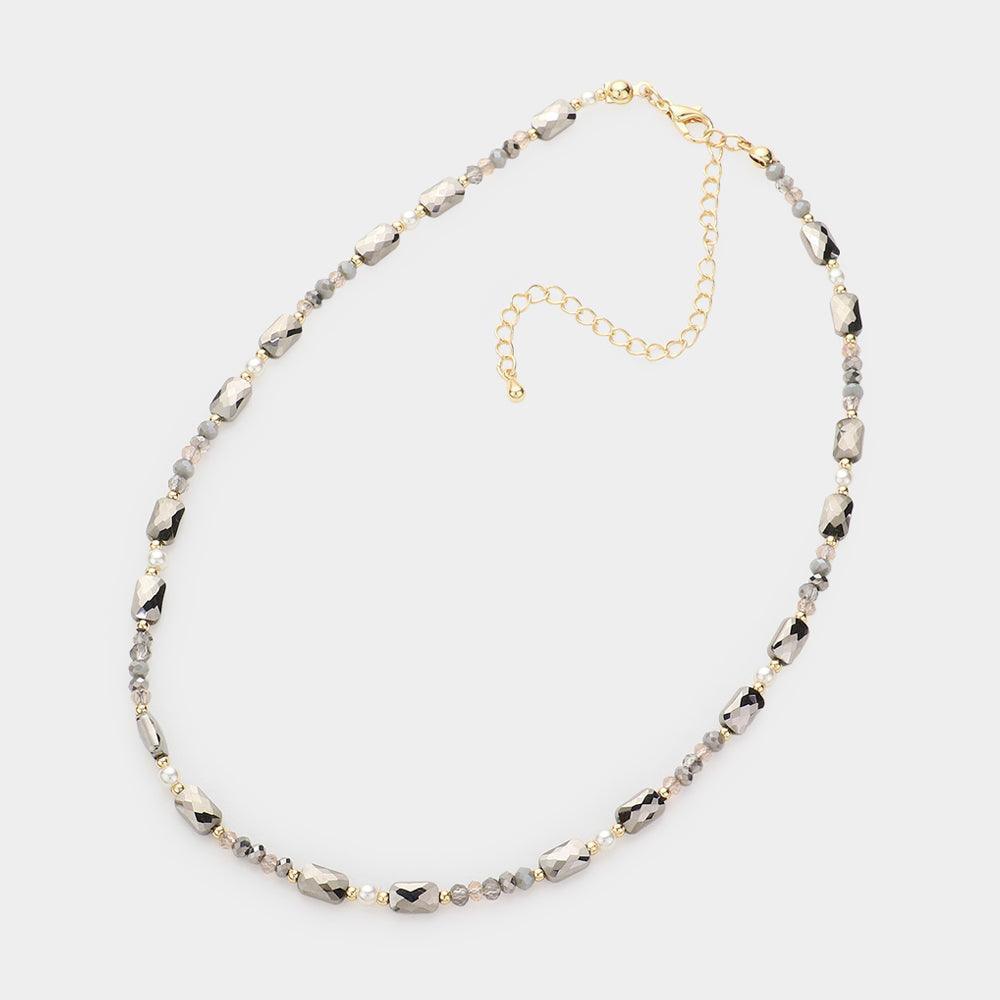 Pearl Accented Faceted Beaded Choker Necklace - Jewelry Store by Erik Rayo