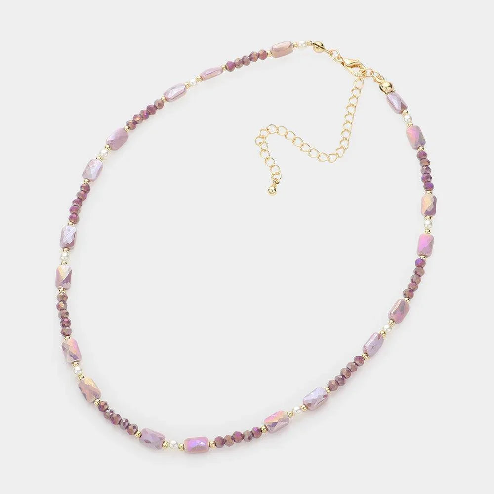Purple Pearl Accented Faceted Beaded Choker Necklace - Jewelry Store by Erik Rayo