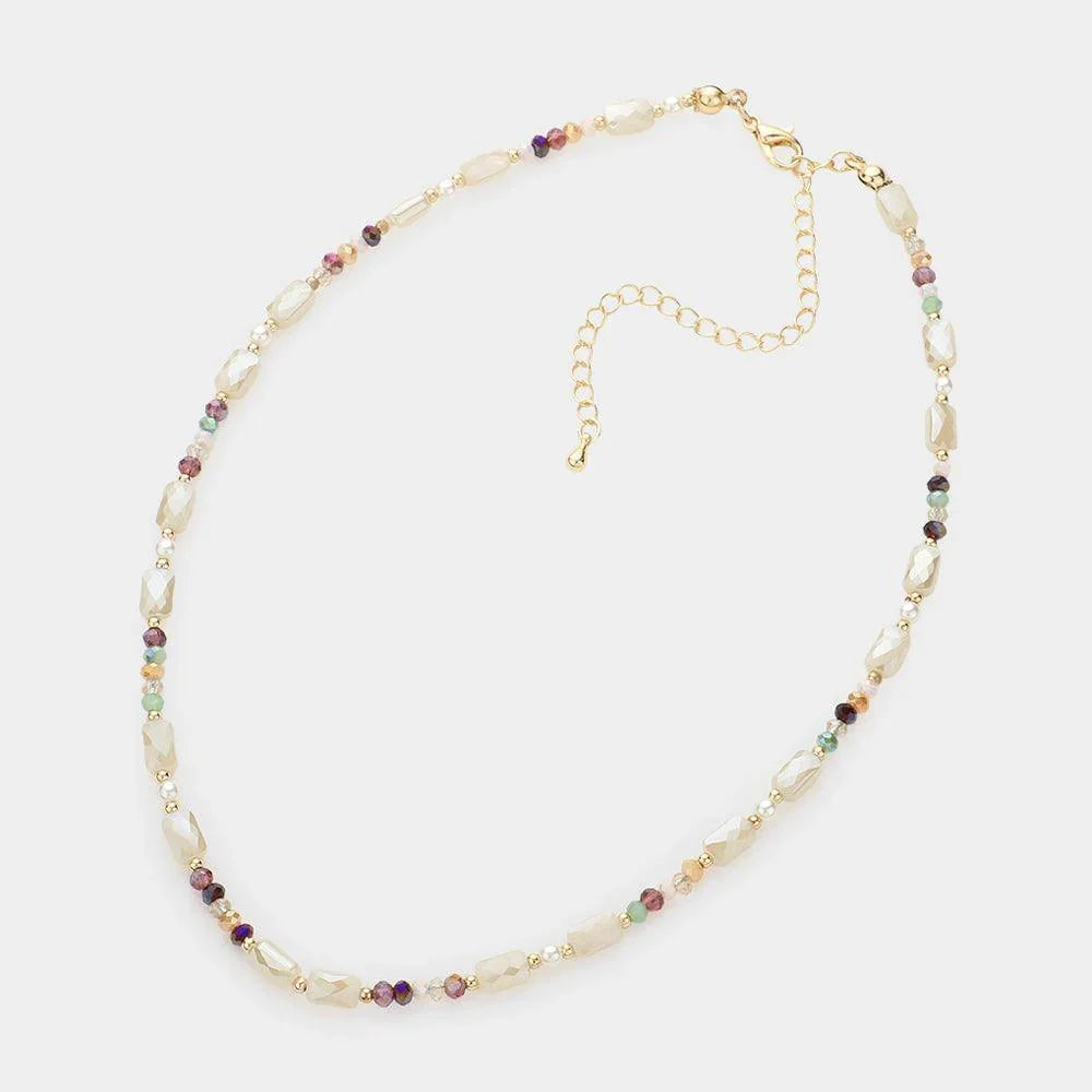 Pearl Accented Faceted Beaded Choker Necklace - Jewelry Store by Erik Rayo