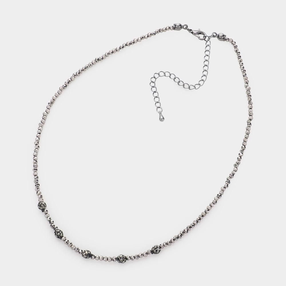Quintuple Shamballa Ball Accented Faceted Beaded Choker Necklace - Jewelry Store by Erik Rayo