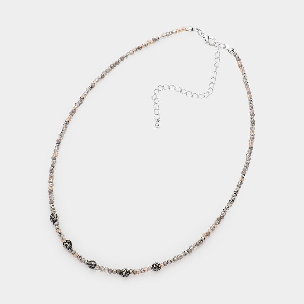 Quintuple Shamballa Ball Accented Faceted Beaded Choker Necklace - Jewelry Store by Erik Rayo