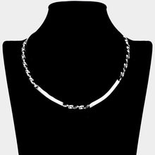 Load image into Gallery viewer, Silver Twisted Detail Metal Open Choker Necklace
