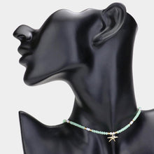 Load image into Gallery viewer, Gold Faceted Beaded Starfish Pendant Choker Necklace
