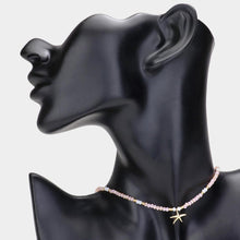 Load image into Gallery viewer, Pink Faceted Beaded Starfish Pendant Choker Necklace
