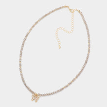 Load image into Gallery viewer, Silver Faceted Beaded Butterfly Pendant Choker Necklace
