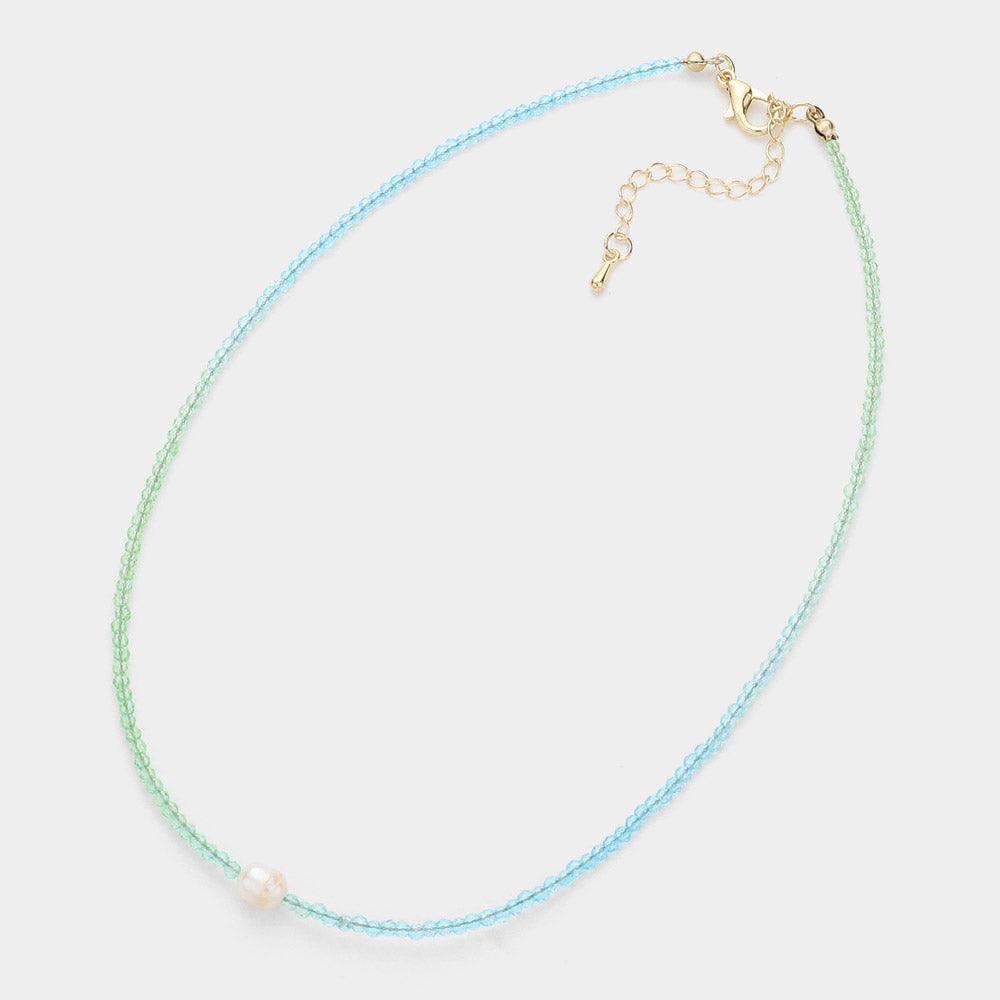 Blue Pearl Pointed Faceted Beaded Choker Necklace - Jewelry Store by Erik Rayo