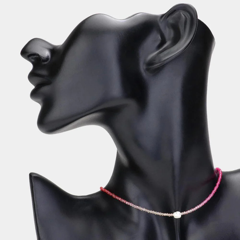 Pink Pearl Pointed Faceted Beaded Choker Necklace - Jewelry Store by Erik Rayo
