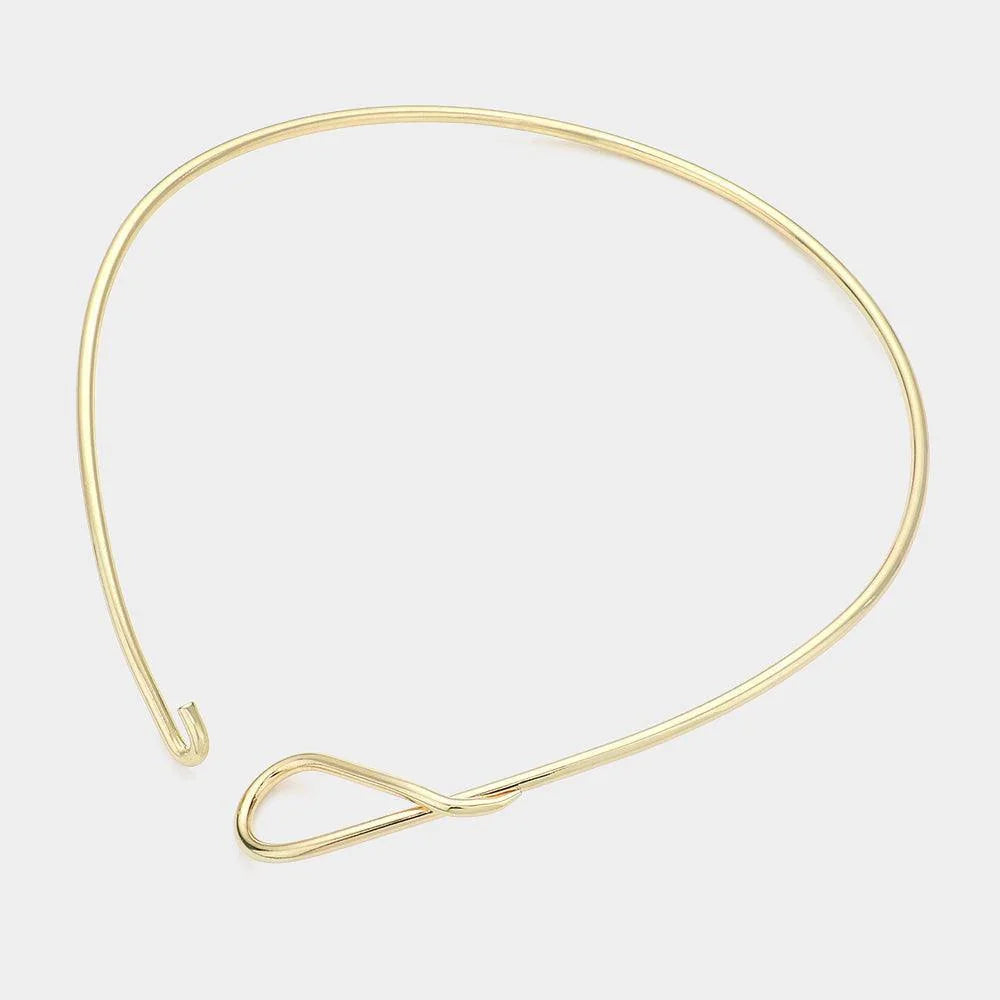 Gold Plain Metal Hook Choker Necklace - Jewelry Store by Erik Rayo