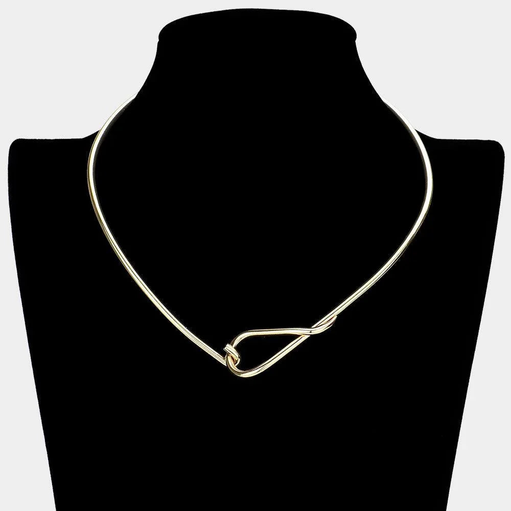 Gold Plain Metal Hook Choker Necklace - Jewelry Store by Erik Rayo