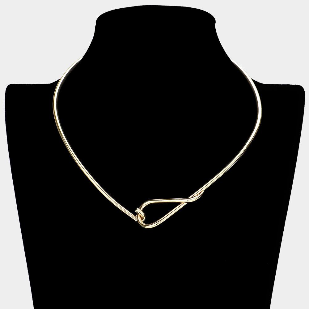 Gold Plain Metal Hook Choker Necklace