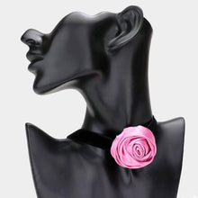 Load image into Gallery viewer, Pink Fabric Flower Choker Necklace
