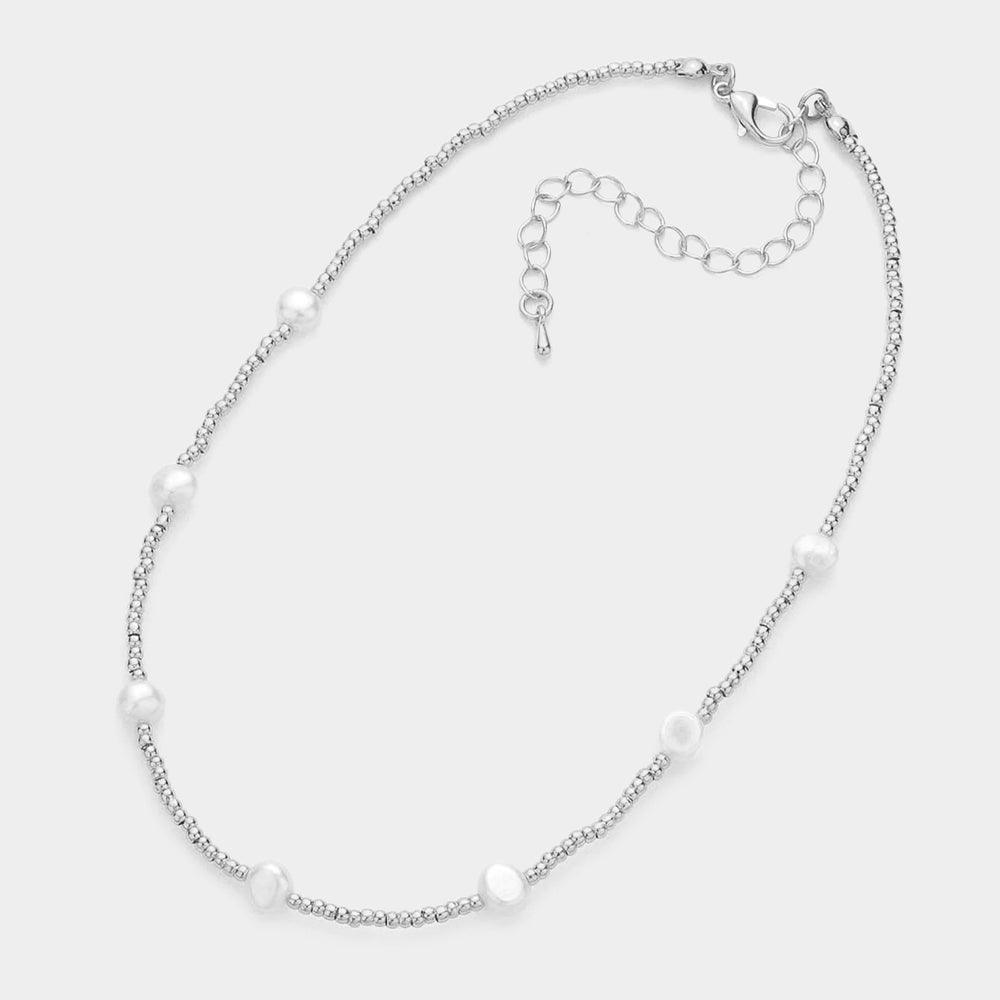 Pearl Station Beaded Choker Necklace - Jewelry Store by Erik Rayo