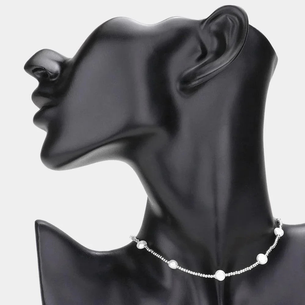 Pearl Station Beaded Choker Necklace - Jewelry Store by Erik Rayo
