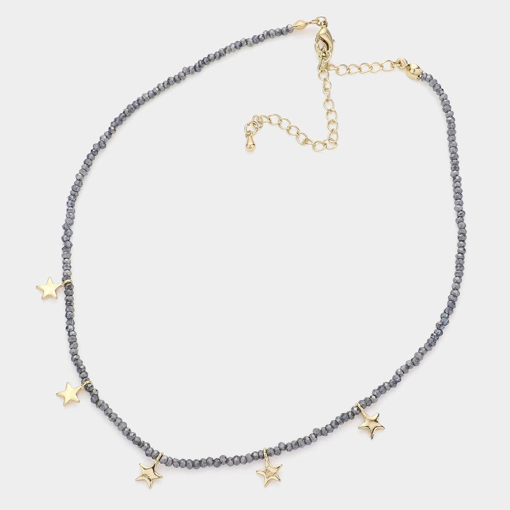 Metal Star Accented Faceted Beaded Choker Necklace - Jewelry Store by Erik Rayo