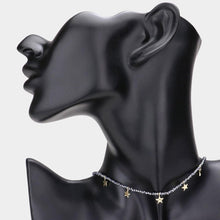 Load image into Gallery viewer, Metal Star Accented Faceted Beaded Choker Necklace
