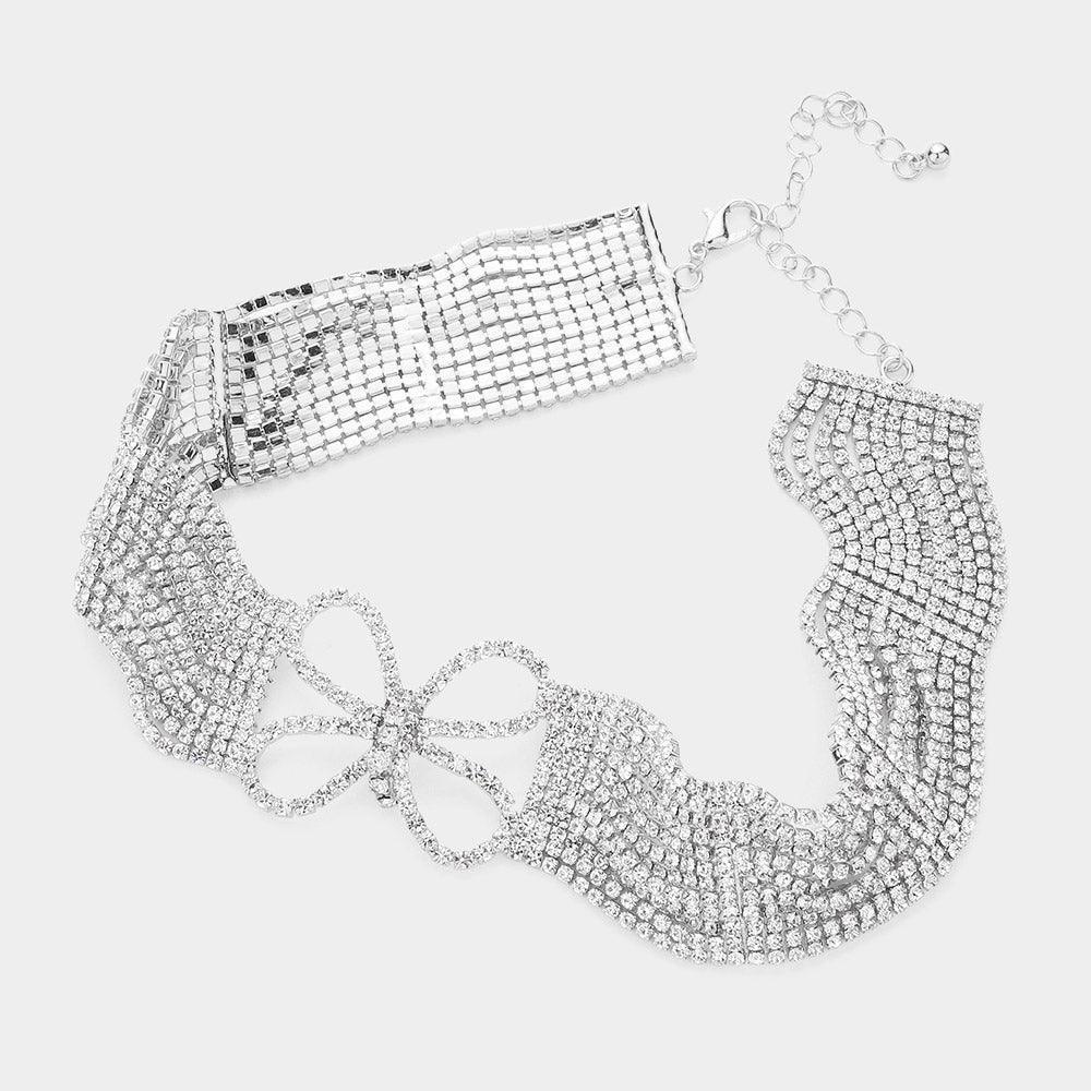 Butterfly Accented Rhinestone Choker Evening Necklace - Jewelry Store by Erik Rayo