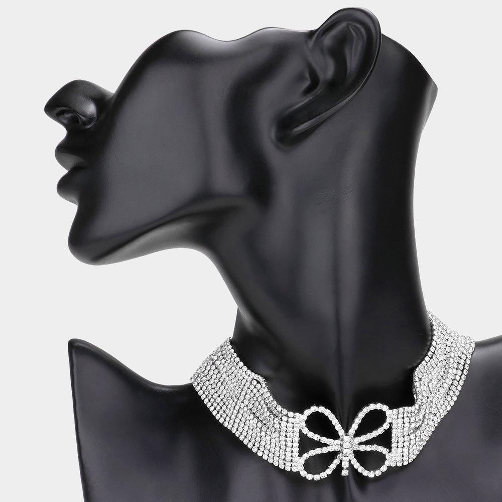 Butterfly Accented Rhinestone Choker Evening Necklace - Jewelry Store by Erik Rayo