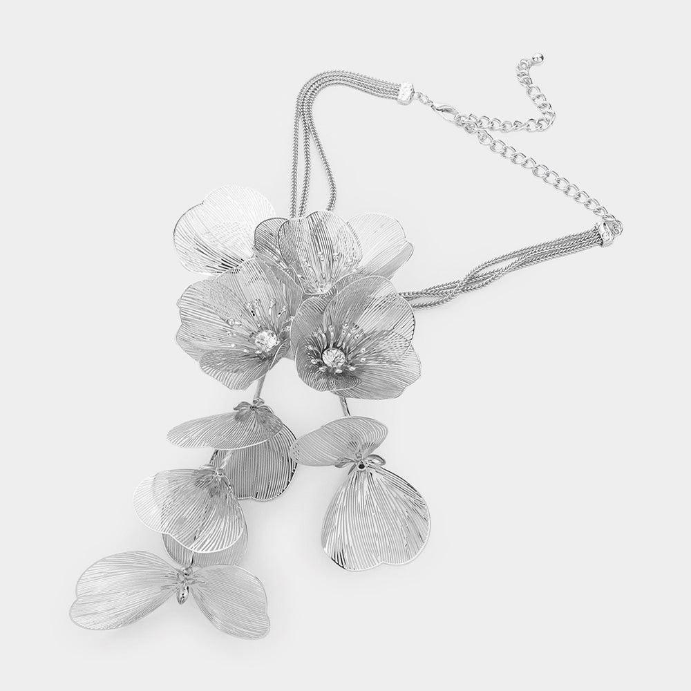 Stone Centered Flower Petal Link Choker Necklace - Jewelry Store by Erik Rayo