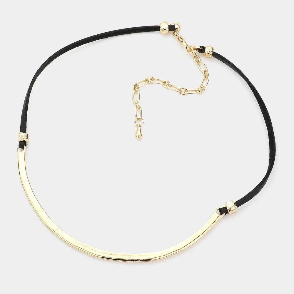 Gold Curved Metal Choker Necklace - Jewelry Store by Erik Rayo