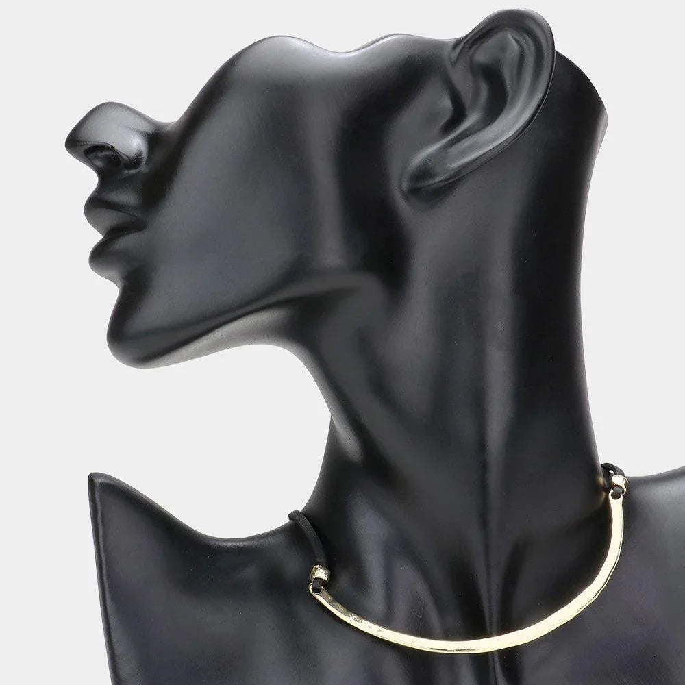 Gold Curved Metal Choker Necklace - Jewelry Store by Erik Rayo