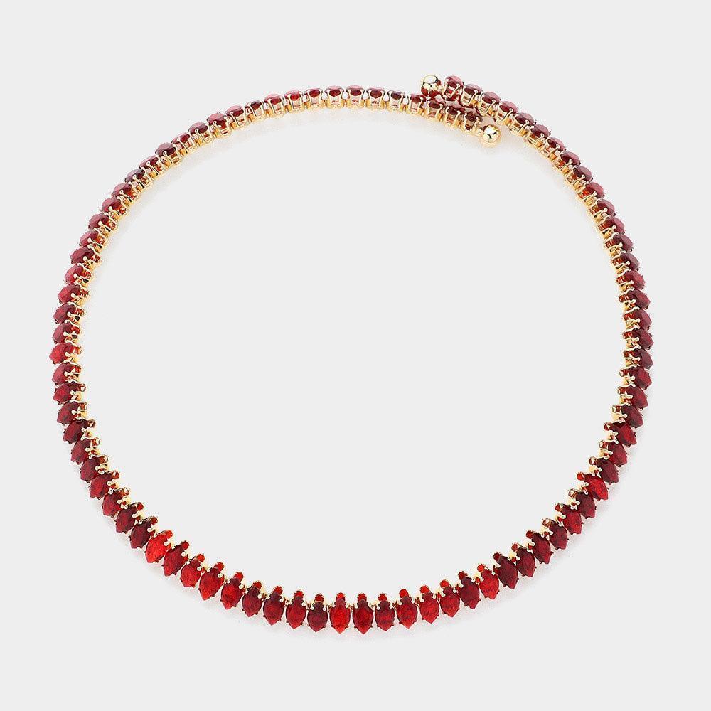 Gold Marquise Stone Cluster Evening Choker Necklace - Jewelry Store by Erik Rayo