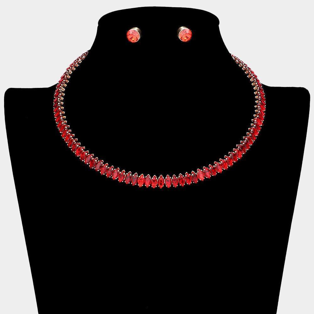 Gold Marquise Stone Cluster Evening Choker Necklace - Jewelry Store by Erik Rayo