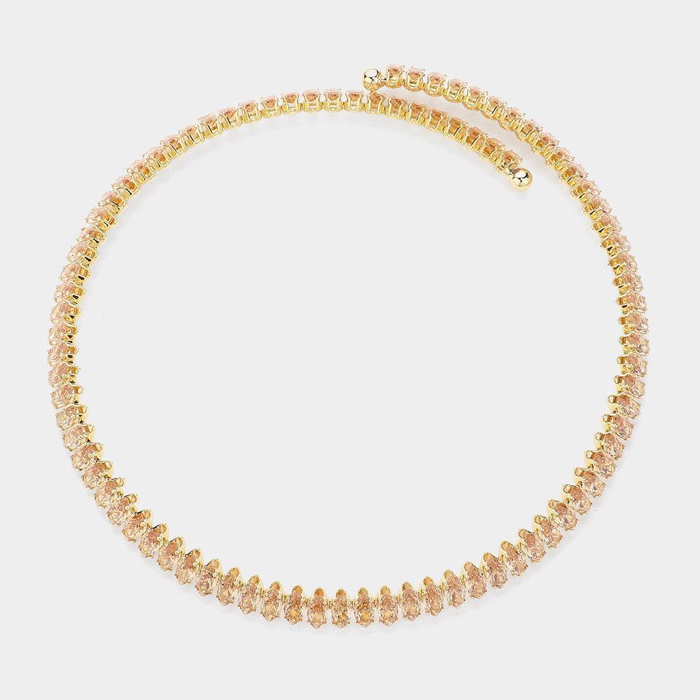 Gold Marquise Stone Cluster Evening Choker Necklace - Jewelry Store by Erik Rayo