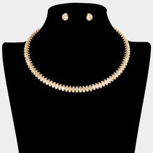 Load image into Gallery viewer, Gold Marquise Stone Cluster Evening Choker Necklace
