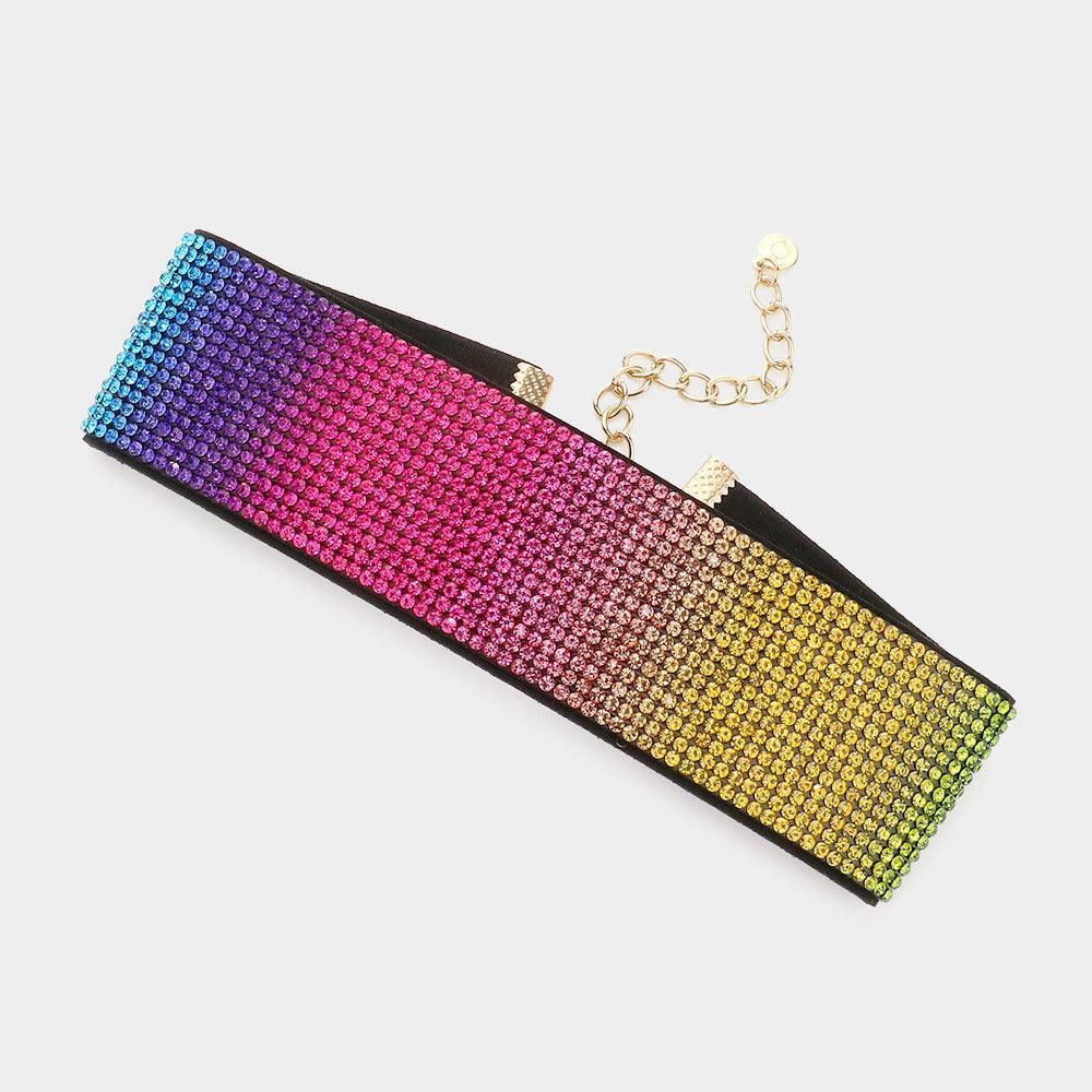 Ombre Bling Rainbow Choker Necklace - Jewelry Store by Erik Rayo