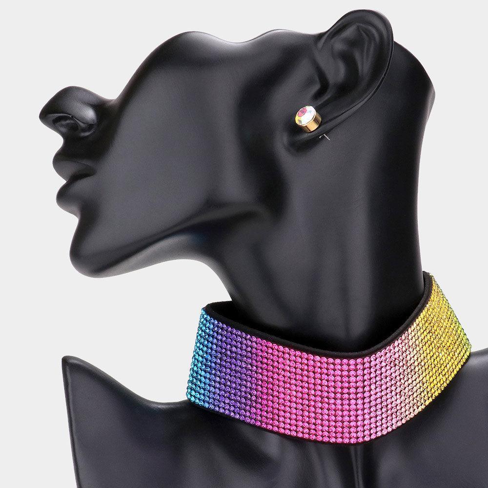 Ombre Bling Rainbow Choker Necklace - Jewelry Store by Erik Rayo