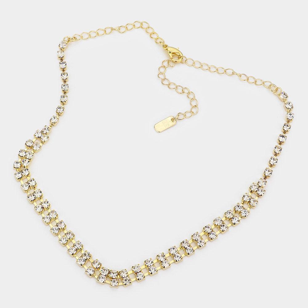 Gold 2 Row rhinestone choker necklace - Jewelry Store by Erik Rayo