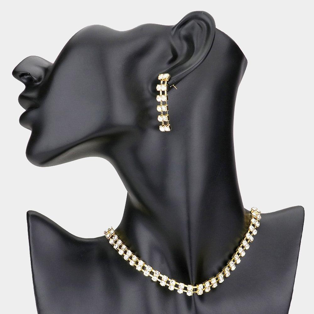 Gold 2 Row rhinestone choker necklace - Jewelry Store by Erik Rayo