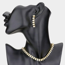 Load image into Gallery viewer, Gold 2 Row rhinestone choker necklace
